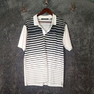 Travis Mathew Reflective Golf Mens Polo White N Black Short Sleeve Size Large